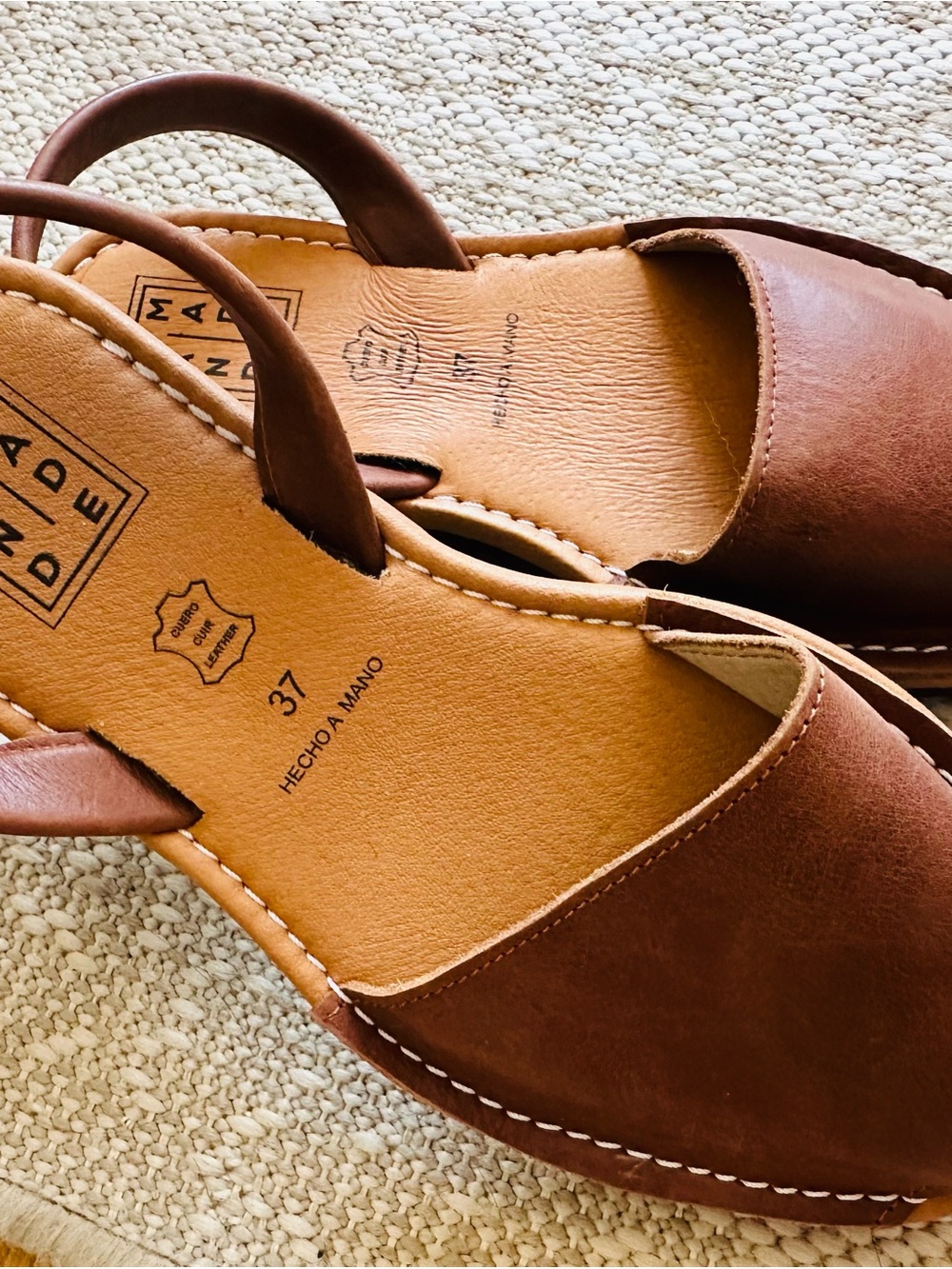 Handmade Brown Women’s Leather Sandals - Size 37